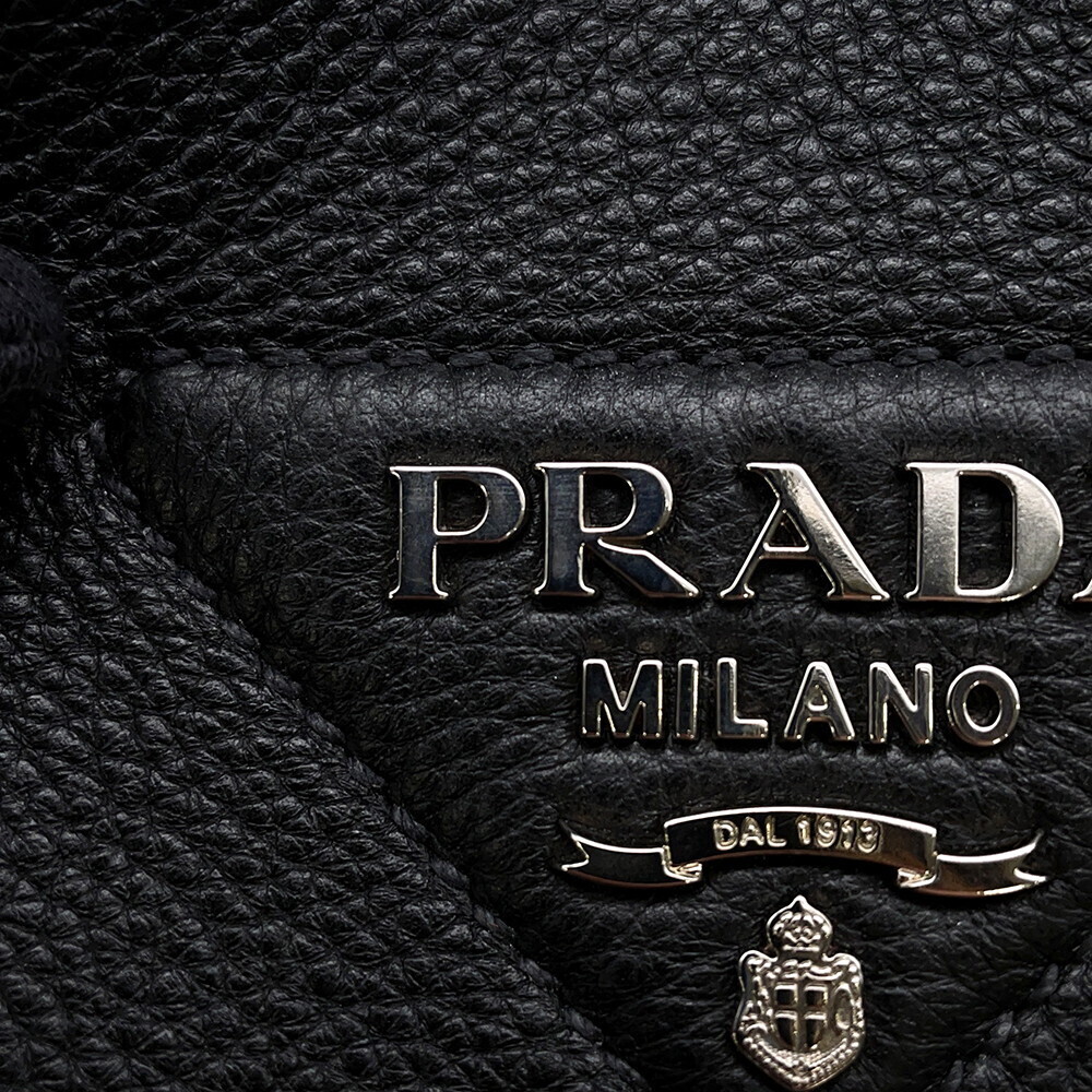 Prada Vitello Daino Logo Leather Handbag Black - Picture 12 of 12
